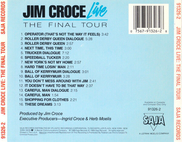 Jim Croce Live: The Final Tour