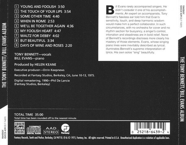 The Tony Bennett Bill Evans Album